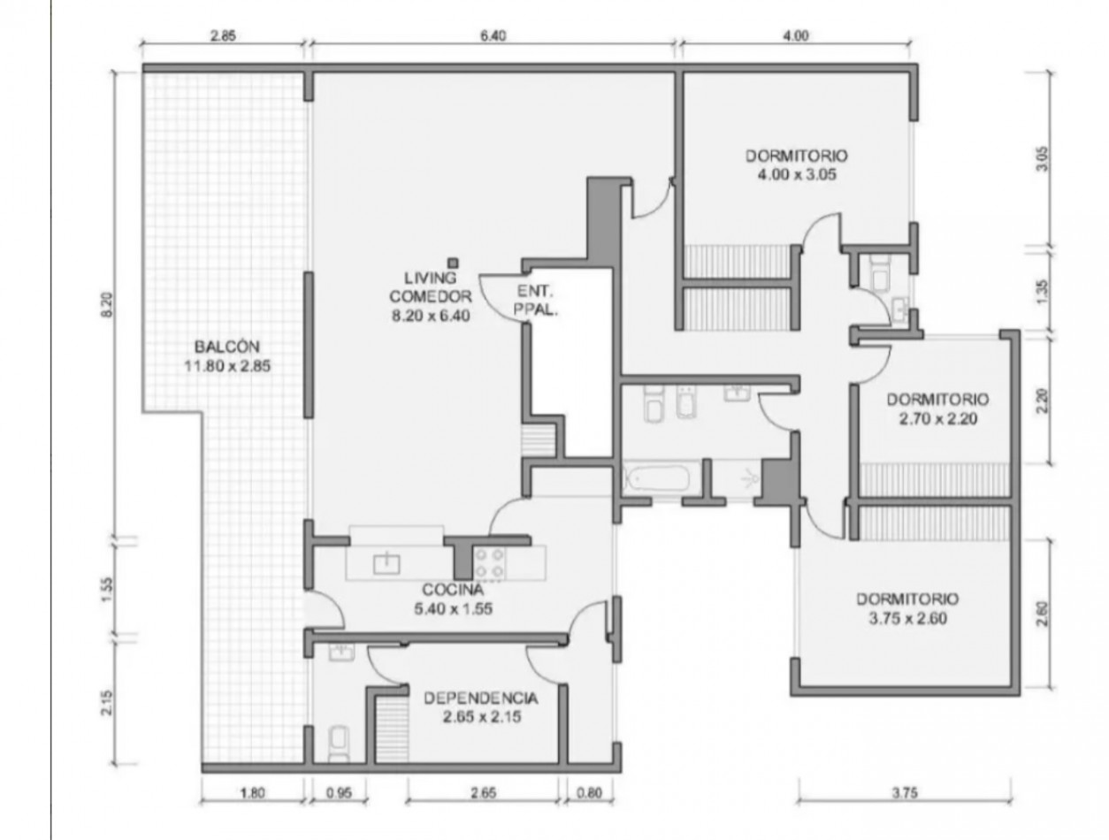3 FEBRERO 2200, VENTA PISO DE CUATRO AMBIENTES CON DEPENDENCIA