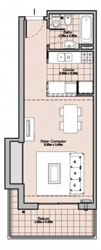 ARANGUREN 1800, VENTA DEPARTAMENTO DE UN AMBIENTE 