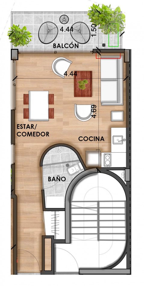 AMENABAR 2400, VENTA DEPARTAMENTOS A ESTRENAR DE UN AMBIENTE