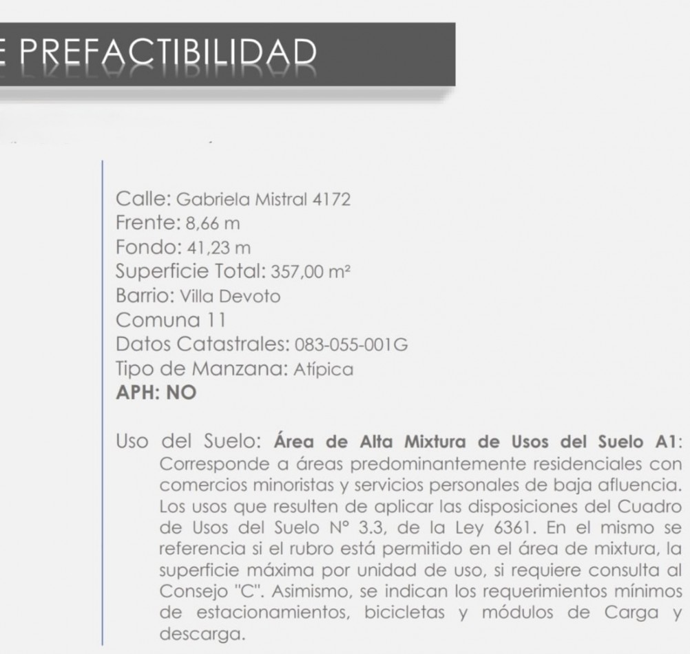 GABRIELA MISTRAL 4100, VENTA LOTE EN VILLA DEVOTO