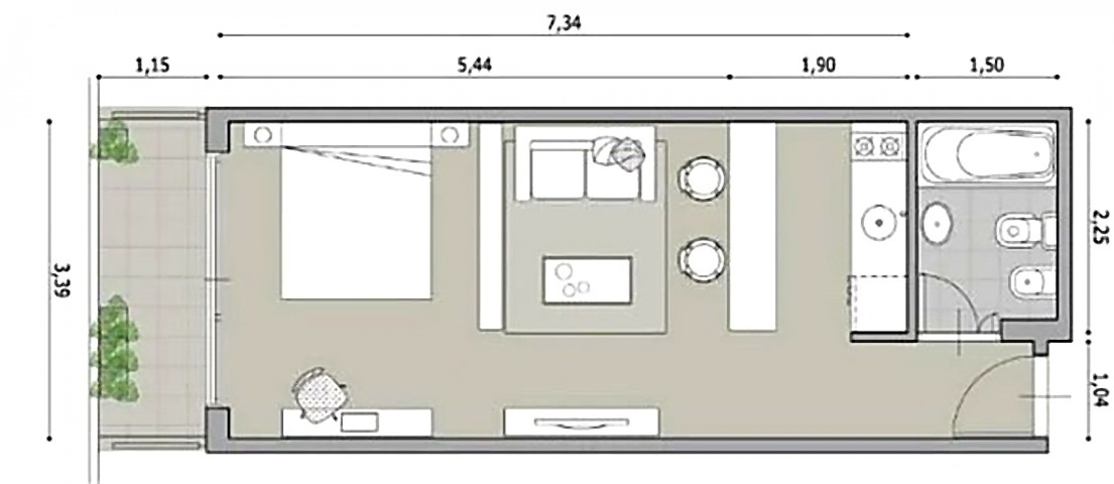 GALLO 900, VENTA DEPARTAMENTO DE UN AMBIENTE DE CATEGORIA 
