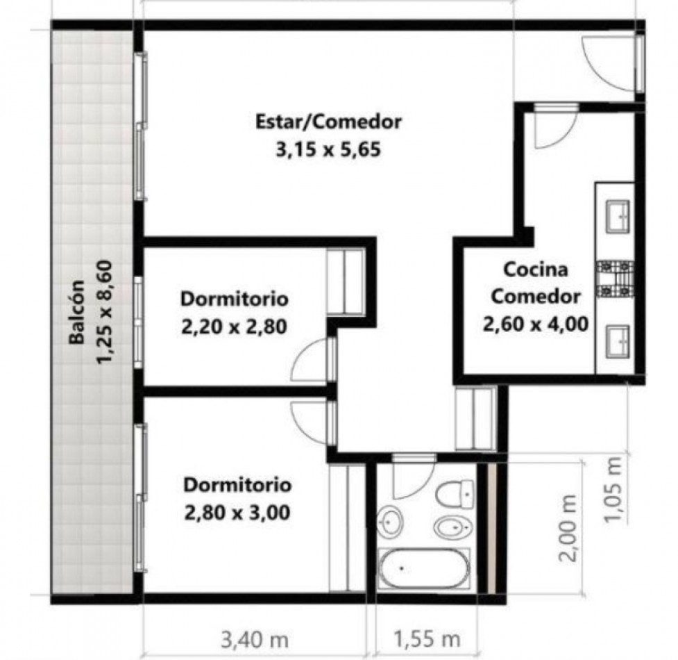 ROSARIO 100, VENTA 3 AMB BALCON Mtrs PARQUE RIVADAVIA