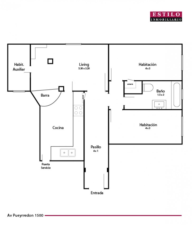 AV. PUEYRREDON 1500, ALQUILER DEPARTAMENTO TRES AMBIENTES